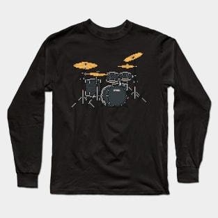 Pixel Black Oak Drums Long Sleeve T-Shirt